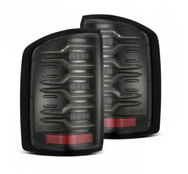 AlphaRex 14-18 GMC Sierra 1500/2500HD/3500HD LUXX-Series LED Tail Lights Alpha-Blk Actv Lgt Seq. Sig