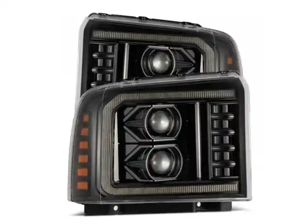 AlphaRex 05-07 Ford Super Duty/Excursion LUXX-Series LED Projector Headlights - Alpha-Black