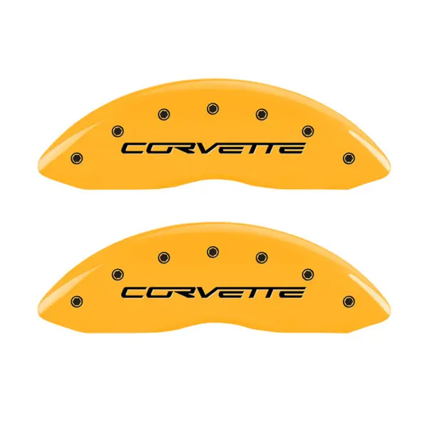 MGP 4 Caliper Covers Engraved Front & Rear C6/Corvette Yellow finish black ch