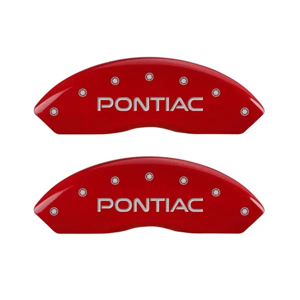 MGP 4 Caliper Covers Engraved Front Pontiac Engraved Rear GXP Red finish silver ch