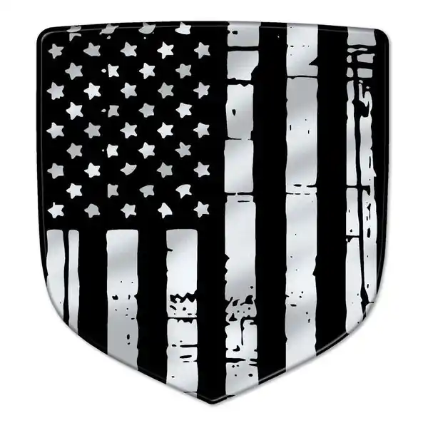 Grayscale Distressed Flag Ram Shield Badges