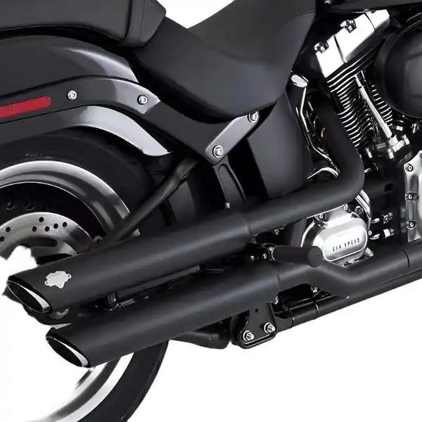 Vance & Hines HD Softail 07-17 Fatboy Twin Slash Chrome Slip-On Exhaust