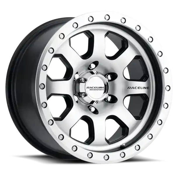 Raceline 929M Avenger 17x9in / 5x127 BP / -12mm Offset / 83.82mm Bore - Black & Machined Wheel