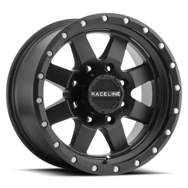 Raceline 935B Defender 18x9in / 6x139.7 BP / -12mm Offset / 107.95mm Bore - Satin Black Wheel