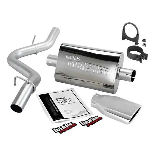 Banks Power 97-99 Jeep 2.5/4.0L Wrangler Slip Fit Cat Monster Exh Sys - SS Single Exh w/ Chrome Tip