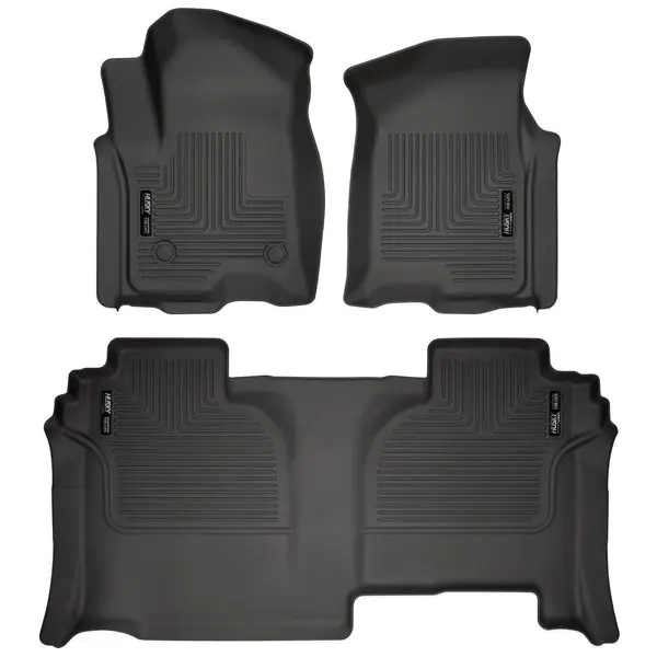 Husky Liners 19-23 GMC Sierra 1500 Double Cab Weatherbeater Black Front & 2nd Seat Floor Liners
