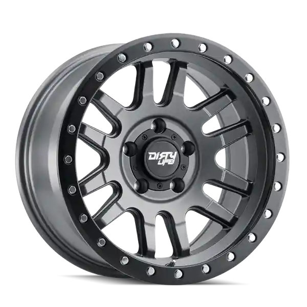 Dirty Life 9309 Canyon Pro 17x9/5x127 BP/-12mm Offset/71.5mm Hub Satin Graphite Wheel - Beadlock