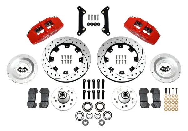 Wilwood Dynapro 6 Front Hub Kit 12.19in Drilled Red 70-78 Camaro