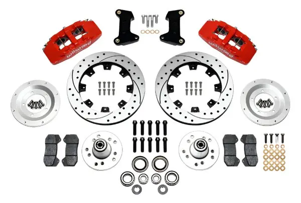 Wilwood Dynapro 6 Front Hub Kit 12.19in Drilled Red 74-80 Pinto/Mustang II Disc Spindle only