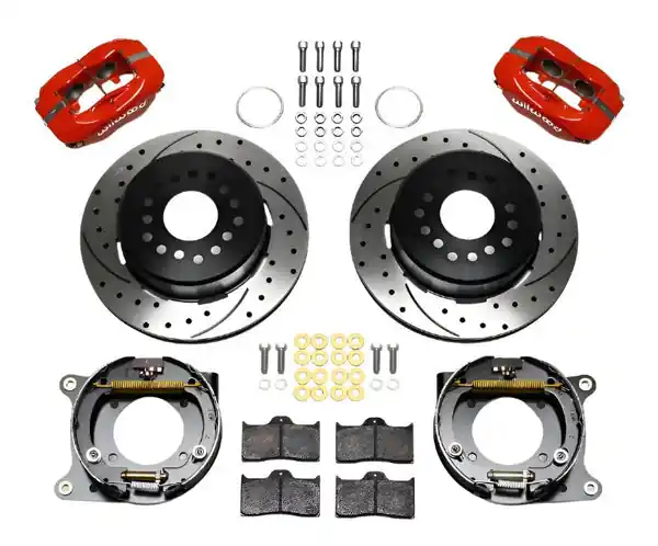 Wilwood Forged Dynalite P/S Park Brake Kit Drill-Red Impala 59-64 / Corvette 57-62
