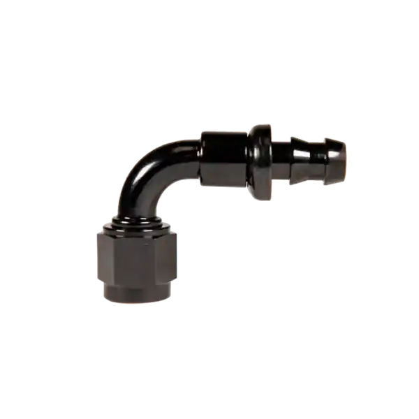 Fleece Performance Universal -10AN 90Deg to Hose Barb - Black