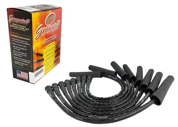 Granatelli 10-14 Ford 6.2L Perf Wire Set w/Inserts/Black Hi-Temp Jacket/Black Fire Sleeve