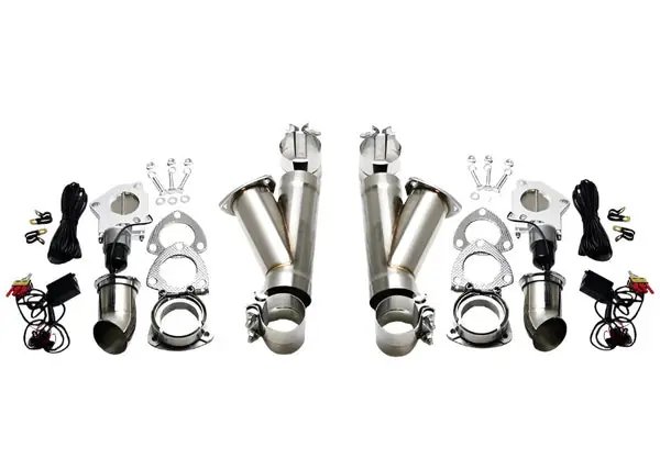 Granatelli 3.5in Aluminized Mild Steel Electronic Dual Exhaust Cutout System w/Slip Fit & Band Clamp
