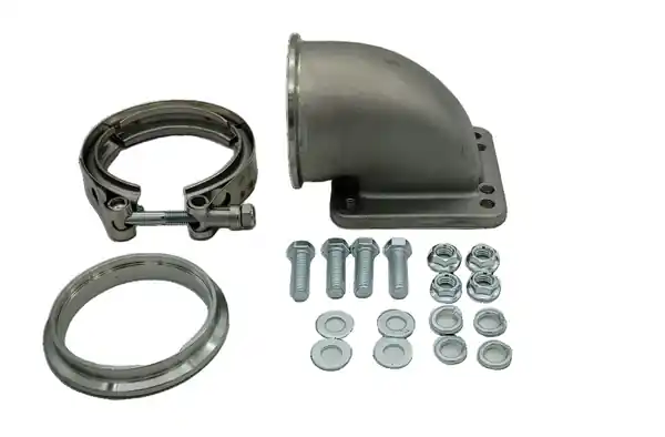 Granatelli 90 Deg Cast Elbow 3.0in V-Band to T3/T4 Housing Threaded Turbo Adapter