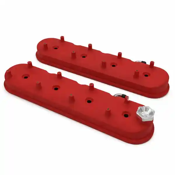 Granatelli 96-22 GM LS Tall Valve Cover w/Integral Angled Coil Mounts - Red Wrinkle (Pair)
