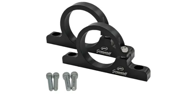 Granatelli 2.0in (50mm) 6061-T6 Fuel Filter Mounting Brackets - Black Anodized (Pair)