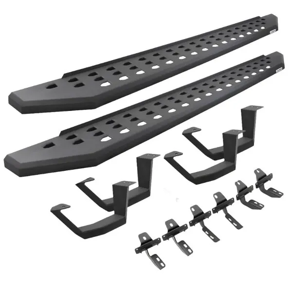 Go Rhino 2022 Toyota Tundra Crew Max Kit w/RB20 Running Board + Brkts + 4 RB20 Drop Steps - Tex. Blk
