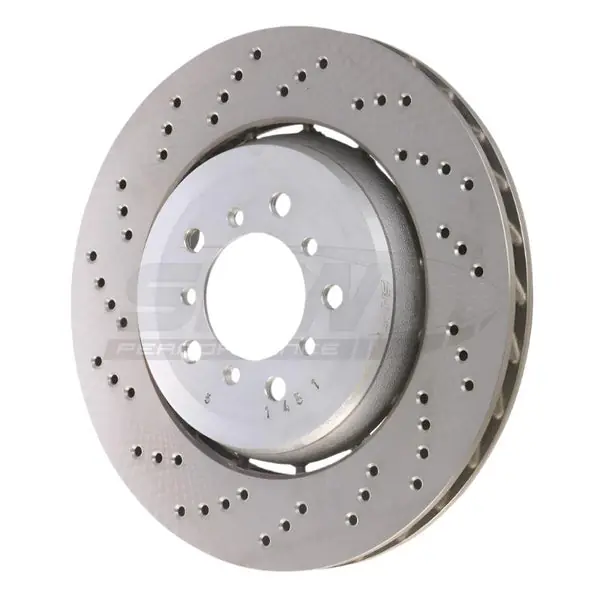 SHW 05-06 BMW M3 3.2L Left Front Cross-Drilled Lightweight Brake Rotor (34112282445)