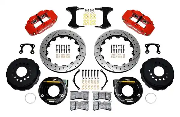 Wilwood Narrow Superlite 4R Rear P-Brk Kit 12.88in Drill Red Big Ford New Style 2.50in Offset