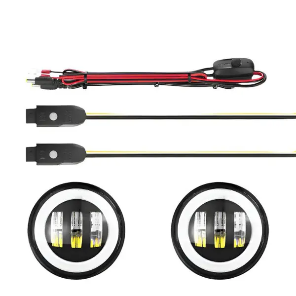 XK Glow 4In JL Black RGB LED Jeep Wrangler Fog Light XKchrome Bluetooth App Controlled Kit