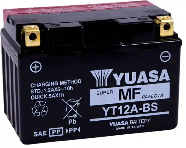 Yuasa YT12A-BS Maintenance Free AGM 12 Volt Battery (Bottle Supplied)