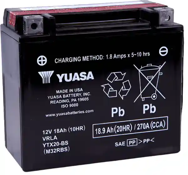 Yuasa YTX20-BS Maintenance Free AGM 12 Volt Battery (Bottle Supplied)