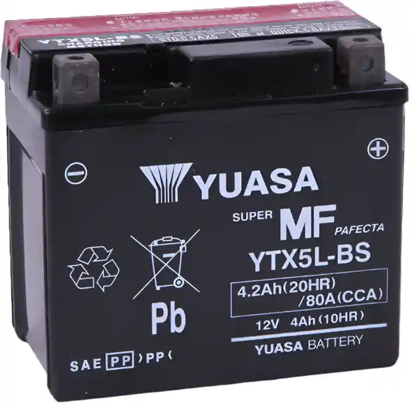 Yuasa YTX5L-BS Maintenance Free AGM 12 Volt Battery (Bottle Supplied)
