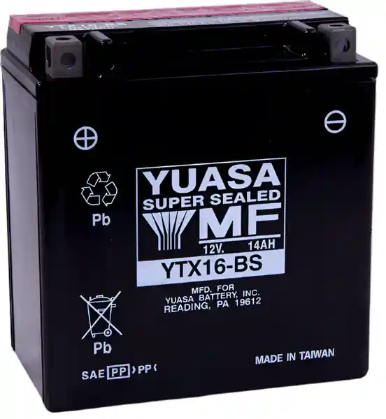 Yuasa YTX16-BS Maintenance Free AGM 12 Volt Battery (Bottle Supplied)