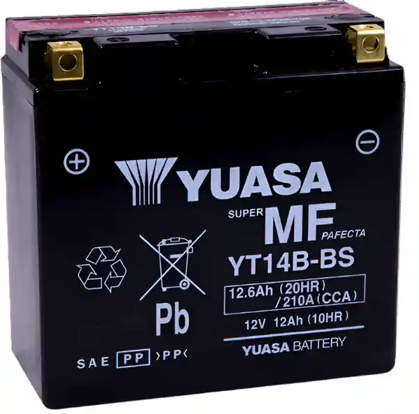 Yuasa YT14B-BS Maintenance Free 12 Volt AGM Battery (Bottle Supplied)