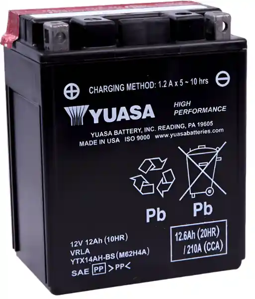 Yuasa YTX14AH-BS High Performance AGM 12 Volt Battery (Bottle Supplied)