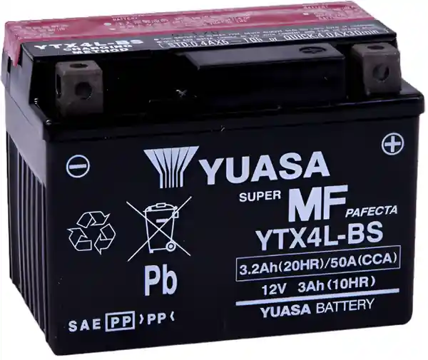 Yuasa YTX4L-BS Maintenance Free AGM 12 Volt Battery (Bottle Supplied)
