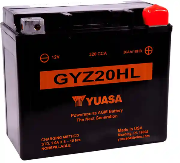 Yuasa GYZ20HL High Performance Maintenance Free AGM 12 Volt Battery