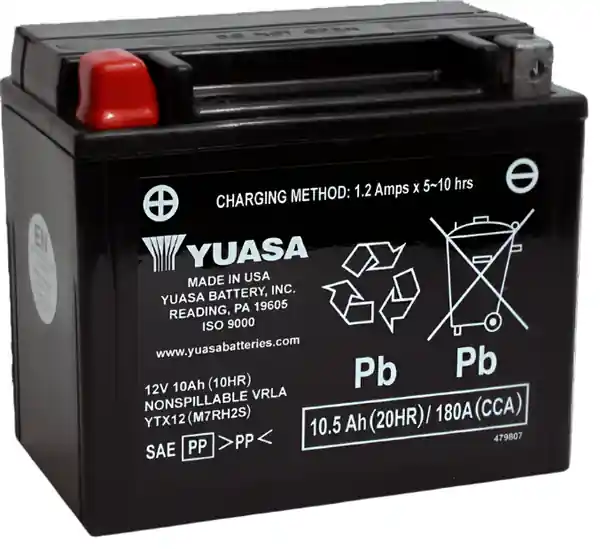 Yuasa YTX12 Maintenance Free AGM 12 Volt Battery