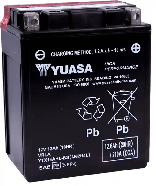 Yuasa YTX14AHL-BS High Performance AGM 12 Volt Battery (Bottle Supplied)