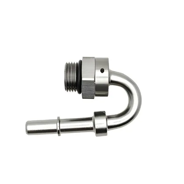 DeatschWerks 8AN ORB Male to 3/8in Male EFI Quick Connect Adapter 180-Degree - Anodized Matte Black