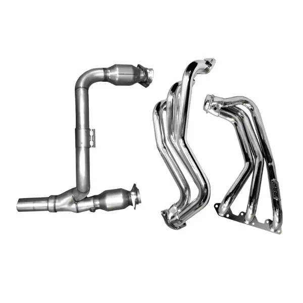 Jeep Wrangler 3.8 1-5/8 Long Tube Exhaust Headers With High Flow Cats Polished Silver Ceramic 07-11