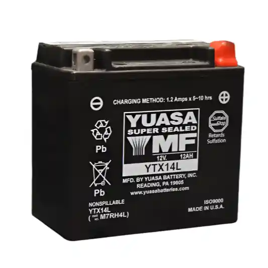 Yuasa YTX14L Maintenance Free AGM 12 Volt Battery
