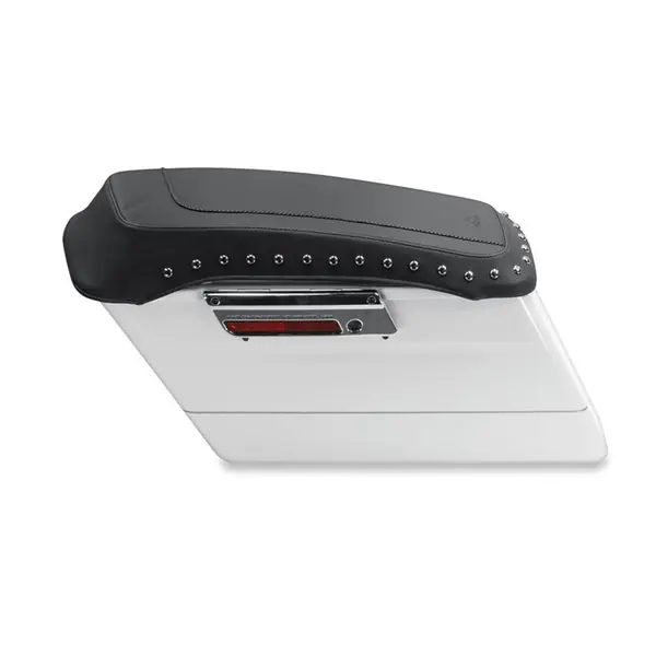 Mustang 80-07 Harley Early FL Touring Road King Saddlebag Lid Covers w/Blk Pearl Studs - Black