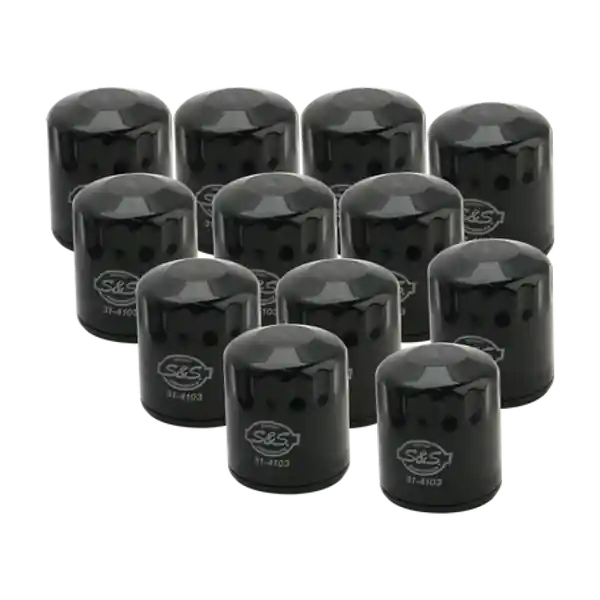S&S Cycle 99-18 BT/2017+ M8/X-Wedge Black Oil Filter - 12 Pack
