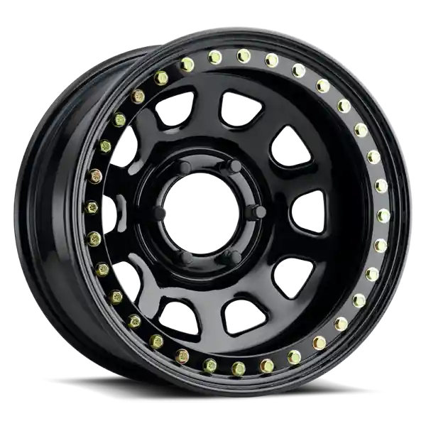 Raceline RT51 Daytona Rock 15x8in/6x139.7 BP/-19mm Offset/107.95mm Bore - Gloss Black Beadlock Wheel