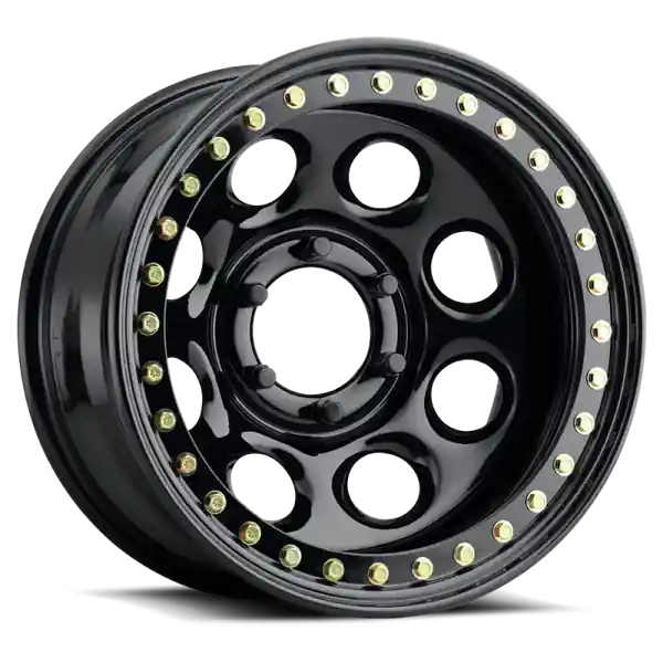 Raceline RT81 Rock 8 17x9.5in/8x165.1 BP/-44mm Offset/130.81mm Bore - Gloss Black Beadlock Wheel