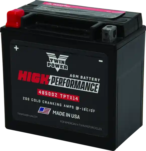 Twin Power YTX14 High Performance Battery Replaces H-D 65948-00 Made in USA