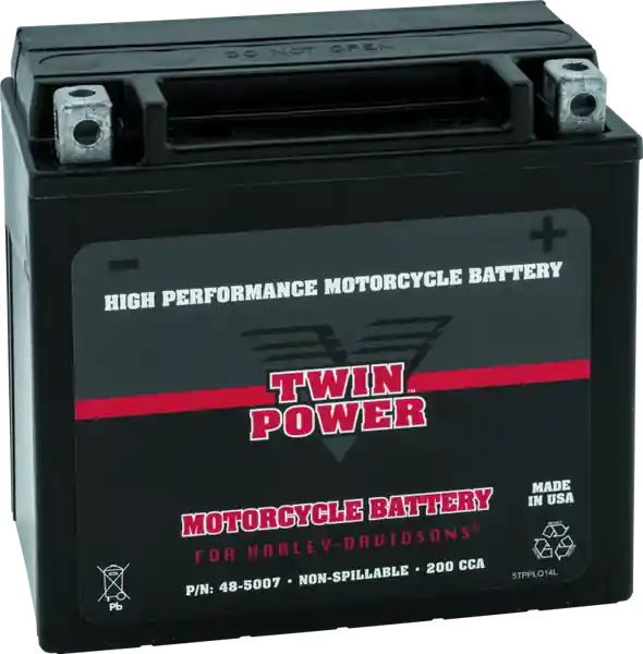 Twin Power YTX-14L High Performance Battery Replaces H-D 65958-04 Made in USA