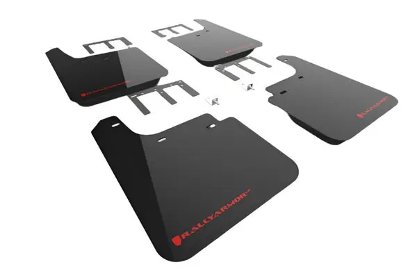 Rally Armor 19-24 Gen 4 Chevy Silverado 1500 Black UR Mud Flap Metallic Red Logo