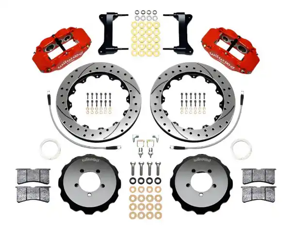 Wilwood Narrow Superlite 6R Front Hat Kit 12.88in Drill Red 2012-Up Toyota / Scion FRS w/ Lines