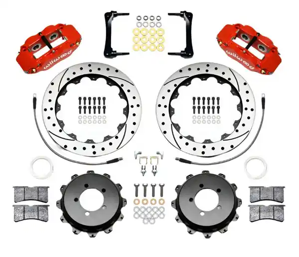 Wilwood Narrow Superlite 4R Rear Kit 12.88in Drilled Red 2012-Up Toyota / Scion FRS w/Lines