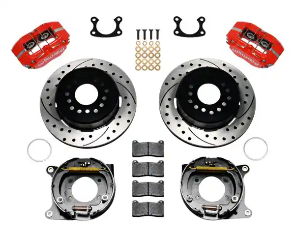 Wilwood Dynapro Dust-Boot P/S Park Brake Kit Drilled Red Small Ford 2.50in Offset