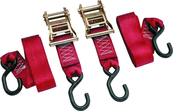 BikeMaster 2x84in Ratchet Tiedown Pair - Red