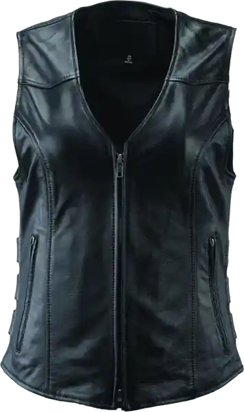 River Road Plains Leather Vest Black Womens - Small