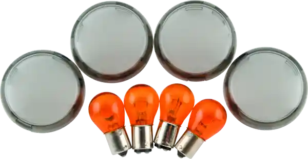 Bikers Choice 00-10 FXST FXD Smoked Turn Signal Lens & Amber Bulb Kit Replaces H-D 69304-02
